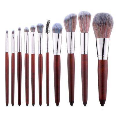 China Angular Blush Hot Sale Professional Private Label Wooden Handle Vegan Make Up Brush Set 11Pcs for sale