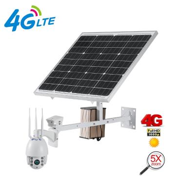 China Human Motion Tracking 4g Camera 12V 30Ah 2.0M Solar Camera 12V 30Ah 2.0M Lithium Battery Hot Selling Ivory White 1080P 4G Camera With Panel for sale