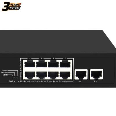 China 100Mpbs IP CCTV Poe System Switch 8 /10 ports network switch poe transmission 8 port poe switch with SFP port for sale