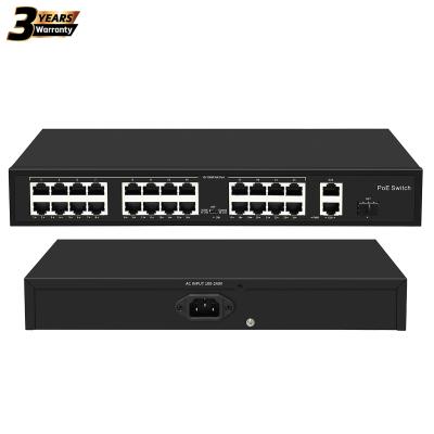 China IP CCTV PoE System Port Ethernet Switch 24ch 10/100 Port Base-T Gigabit Switch AC Power Supply PoE Switch for sale