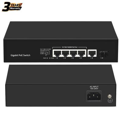 China IP cctv system 4CH 100/1000M gigabit switch high end 4 port poe industrial poe switch with SFP port for sale