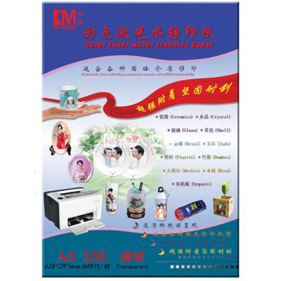 China Whoselae Color High Sticky Transparent Water Slide Paper No Need Spray A3 Laser Transfer Paper for sale