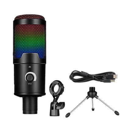 China USB Cable+ Best Microphone+Tripod Stand Led Live Condenser Microphone Blue USB Lightweight Professional Desktop Recorder Portable Stand Audio Microphone for sale