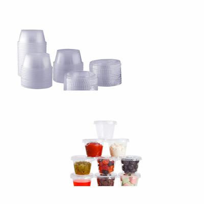 China Traditional Disposable Small Size Sauce Cup With Lid Cups For Sauce Custom Plastic Eco Jello Shot Cup PP PET PLA en venta