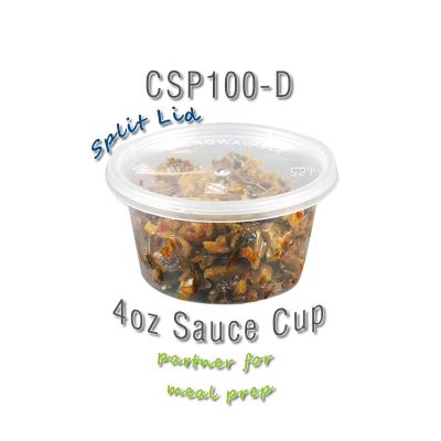 China 4oz Modern Plastic Disposable Cup PP Food Sauce Cup Slot Lid For Pizza Delivery Take Out Food Grocery Cup for sale