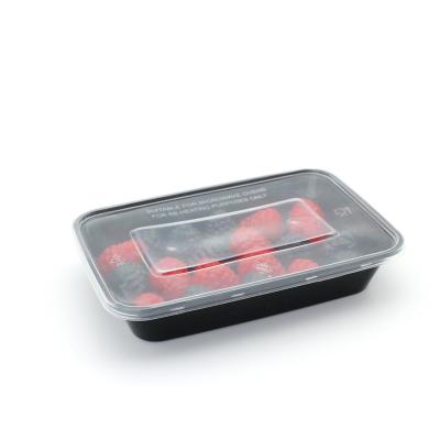 China 500ml Microwavable Rectangle Bento Box Food Packet With Single Rectangle Split To Go for sale