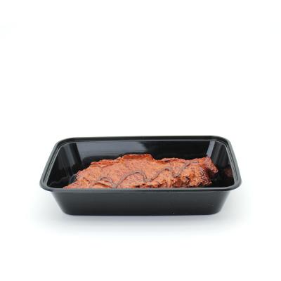 China Asian 1L Bento Box Single Compartment Rectangular PP LFGB Disposable Plastic Containers Microwavable With Lids for sale