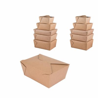 China Microwave Safe Disposable Kraft Paper Container To Go Take Out Container For Fast Food Packaging en venta