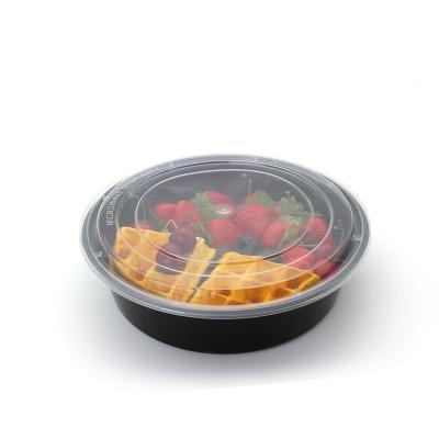 China Casual PP Microwavable Disposable Plastic 2 Compartment Round American Bowl With Cover for sale