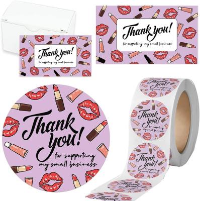 China Custom Waterproof PVC Vinyl Label Thank You Stickers For Small Business Thank You Cards With Envelope And Stickers en venta