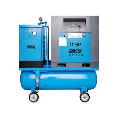 Cina One Mobile Portable Screw Air Compressor Small Mute 10HP installation-free industrial air pump customized direct sales in vendita