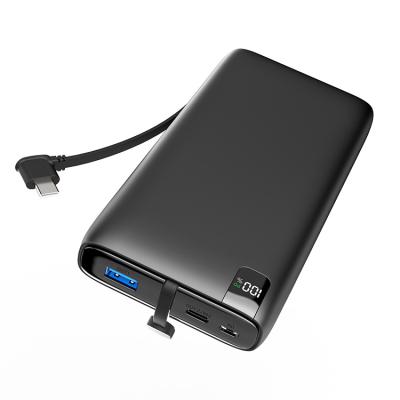 China Easy Carry New 20000mAh Fast Charging Portable Charger with Built in Cables Power Bank 22.5W PD for sale