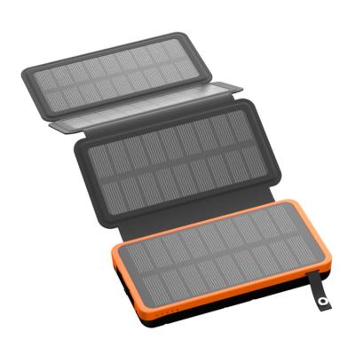 China Solar Panel Charging 20000 Mah Outdoor Solar Power Bank 4 Foldable Solar Panels Phone Charger for sale