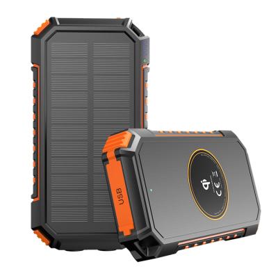 China LED Flashlight 2022 New Design Camping Solar Phone Charger 20000mAh Qi Solar Power Bank for sale