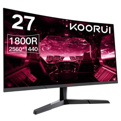 China Pitch Curved KOORUI 27 Inch Computer Monitor 2560P Gaming Monitor 144Hz(1ms, 1800R Curved VA Panel, Built-in DP1.2 for sale