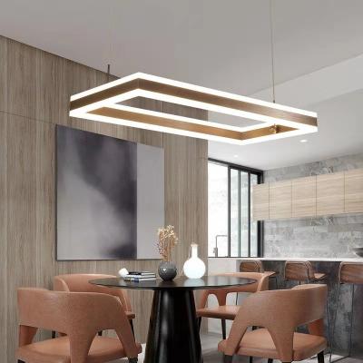 China Modern Hotel Home Office Dining Cafe Minimalist Rectangle Decorative Hanging Modern Led Pendant Lighting for sale