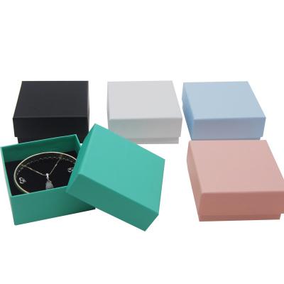 China Disposable custom jewelry box lid and base paper cardboard jewelry box packaging Necklace Earring Ring gift box for sale