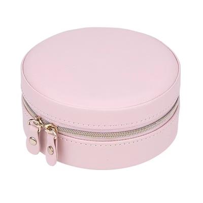 China Disposable Round portable Jewelry Box Organizer Custom Logo Portable Storage Box Earring Necklace Jewelry Box for sale