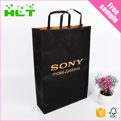 China Custom Printed Recyclable Food Grade Kraft Paper Top Brown Paper Bags With Handles for sale