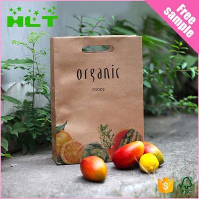 China Recyclable Fancy Folded Die Cut Paper Bag Offset Printing Kraft Paper Bag for sale