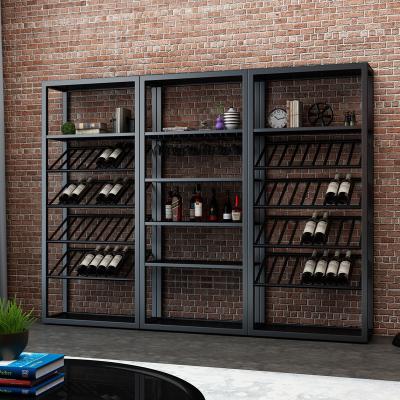 China Black Metal Wine Shelf / Custom Metal Shelving With Large Storage Capacity for sale