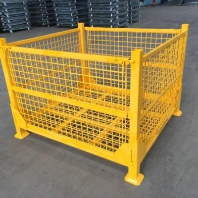 China Heavy Duty Colorful Material Handling Equipment Folding Wire Mesh Container for sale