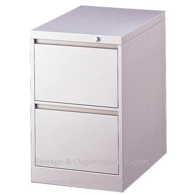 China White Metal Two Drawer Lockable Filing Cabinet , Small Metal File Storage Cabinets  for sale