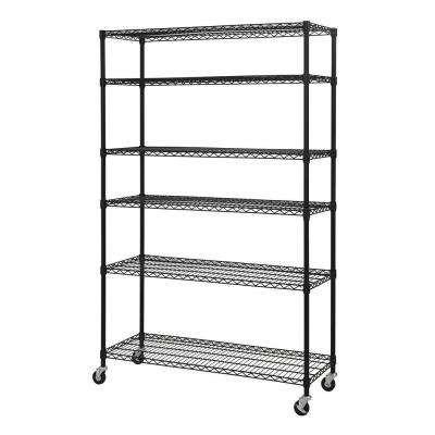 China 24 Deep Modular Wire Shelving Rack With Wheels , Chrome Wire Storage Shelves for sale