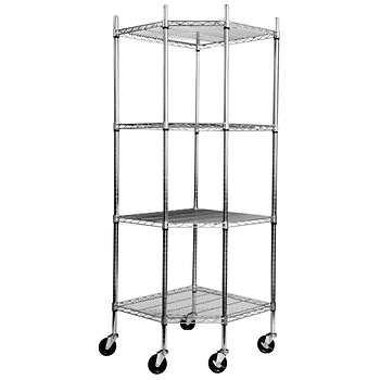 China 4 - Layers Silver Stainless Steel Shelving Units On Wheels Resist Corrosion for sale