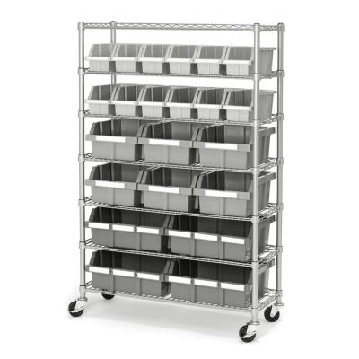 China 7 Shelf 22 Bins Kitchen Storage Mobile Wire Shelving Standard Size for sale