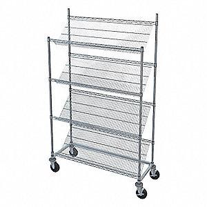 China Rust Proof Slanted Wire Shelving Rack Unit Chrome Finish 14