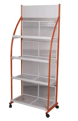 China Custom Length Movable Retail Store Display Shelves Four Tiers For Snacks Storage for sale