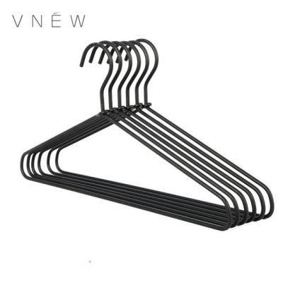 China Transitional Black Thick Bamboo Metal Wire Coat Hangers Laundry for sale