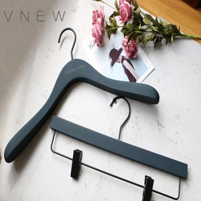 China Brand CLASSIC Wooden Hanger Rubber Coated Hanger For Clothes Display for sale