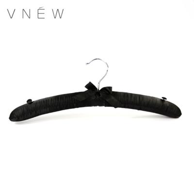 China Modern Black Color Dress Hanger Satin Padded Towel Hook for sale