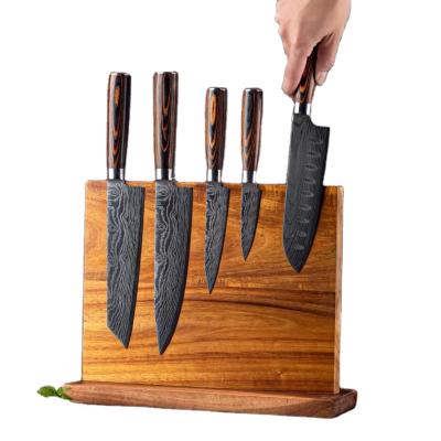 China Sustainable Natural Magnetic Knife Block Wooden Knife Block Holders With Strong Expanded Magnets for sale