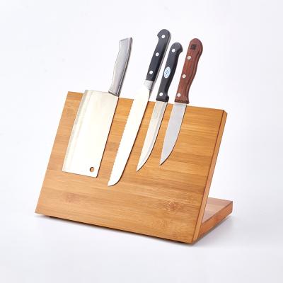 China Amazon Sustainable Hot Sales Bamboo Wooden Magnetic Knife Holder Block for sale