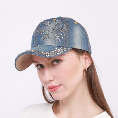 China JOINT Sequin Baseball Hat Cowboy Snowflake Pattern Sports Hat Female Outdoor Duck Tongue Hat for sale