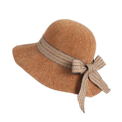 China Suitable foldable warm windproof hat autumn and winter ribbon basin hat female can customize for sale