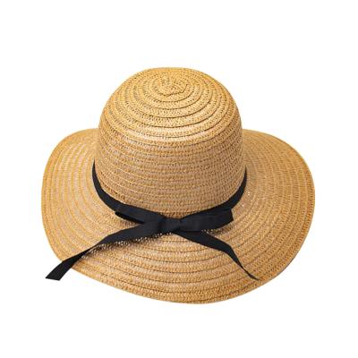 China Ladies Breathable Summer Straw Hat Pool Hat Ribbon Sunscreen Sunscreen Beach Sun Hat for sale