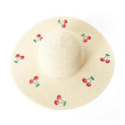 China Breathable Straw Hat Personalized Custom Embroidered Large Gutters Beach Ladies Sun Protection Sun Hat for sale