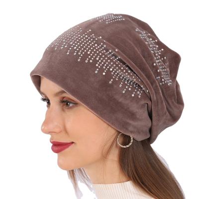 China Maternity Warm Head Wrap Cap Disposable Polka Dot Hat High Quality Thickening Cloth Brown Sweater Hat for sale