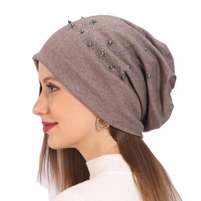 China Breathable Bundle Head Cap Can Be Customized Brown Windproof Warm Steel Beads Sweat Cloth Hat Set Head Cap for sale