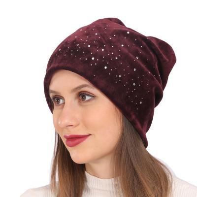 China Home Breathable Warm Hat Pregnancy Winter Bright Accessories Ladies Head Burgundy Set Warm Hat for sale