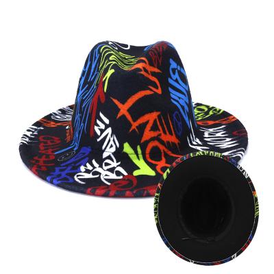 China New fashion jazz hat party suitable hat 7 cm tall graffiti colorful felt hat for sale