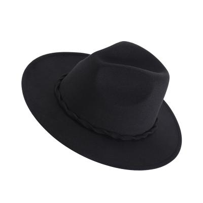 China Fashion Suitable Party Flat Brim Panama Hat Jazz Hat General Simple Tweed Party Hat for sale