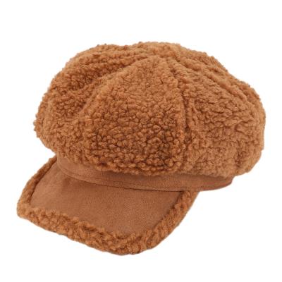 China Winter Travel Women's Octagonal Sunshade Sunshade COMMON Duck Tongue Winter Lamb Down Hat for sale