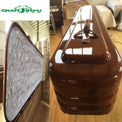 China European Style Burial Wooden Coffin With Beautiful Interior for sale