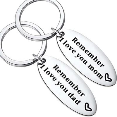 China Trendy Remember I Love You Wholesale Dad Mom Mothers Day Gifts Stainless Steel Key Chain Accessories for sale