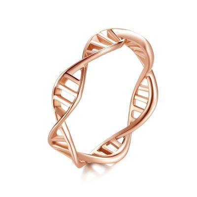 China CLASSIC Simple DNA Double Helix Pattern Mounted Titanium Steel Gold Band Rings For Women Jewelry Wholesale for sale